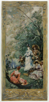 乔治·儒勒·维克多·克莱林-1891-巴黎市政厅乡村节日附近巴黎艺术印刷美术复制品墙洛鲍画廊草图-艺术