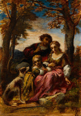 納西斯·維吉爾·迪亞茲·德·拉·佩納-1852-人物和狗在風景藝術印刷品美術複製品牆藝術 id-a1gr7ah4d