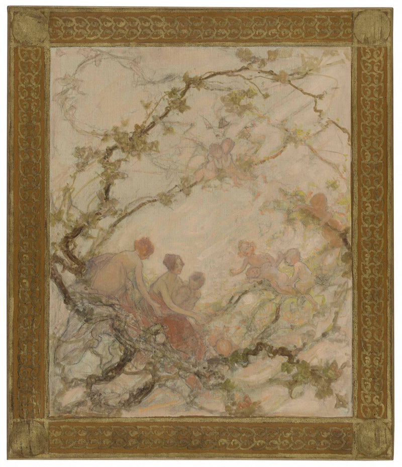 dit-georges-picard-georges-picard-1929-sketch-for-the-town-hall-of-the-15th-women-and-children-in-the-branches-art-print-fine-art-reproduction-wall-art