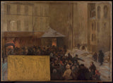 raoul-arus-1889-schets-voor-het-stadhuis-van-parijs-rijen-aan-de-deur-van-een-gemeentelijke-slachting-het-beleg-van-parijs-in-1870-kunst- print-kunst-reproductie-muurkunst