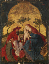 慕尼黑巴伐利亞大師畫板 1450-處女與兒童與捐贈者-由圣杰羅姆-藝術印刷品-精美藝術-複製品-牆藝術-id-呈現- a1lwz6608
