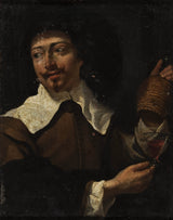 未知 17 世纪拿着酒杯的男人艺术印刷精美艺术复制品墙艺术 id-a1s8cuzin