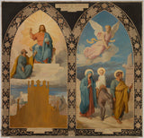 フェーブル・ダッファー1878年、教会のスケッチ、サンローラン聖ヨセフ、イエス・キリストの足元、エジプトへの飛行、聖ヨセフの仲介者セント-ジョセフ-プロテクター-アート-プリント-ファインアート-複製-ウォールアート
