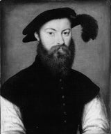 Corneille-de-lyon-1535-人像与黑色羽毛帽艺术印刷艺术复制墙艺术ID-a1ui0sk11
