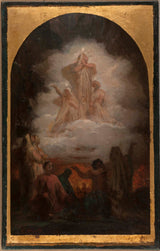 皮埃尔·尼古拉斯·布里塞特1872年素描，为炼狱艺术的三位一体的灵魂教堂打印精美的艺术复制品墙艺术