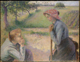 卡米尔·毕沙罗（Camille-Pissarro）1891年，两个年轻的农民妇女艺术印刷精美的艺术复制品墙艺术ID A1xn0wlfe