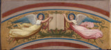 romain-cazes-1874-skets-vir-die-kerk-van-saint-francis-xavier-die-boek-van-die-evangelies-ondersteun-deur-twee-engele-kunsdruk-kuns-reproduksie- muurkuns