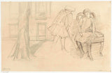 jozef-israels-1834-两个研究一个女孩和一棵树在街头艺术印刷艺术复制墙艺术id-a207192e9