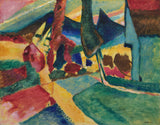 瓦西里·康定斯基1912年的风景，有两个杨树的艺术印刷精美的艺术再现墙艺术ida20g3cu3x