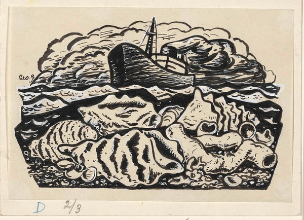 leo-gestel-1891-steamship-at-sea-with-the-foreground-shells-art-print-fine-art-reproduction-wall-art-id-a216cfll6