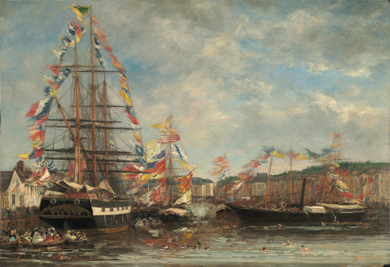 eugene-boudin-1858-festival-in-the-harbor-of-honfleur-art-print-fine-art-reproduction-wall-art-id-a22yclxww