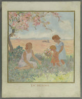 henri-nozais-1933-the-plain-skitsen-til-gården-til-pigeskolen-i-rue-dupleix-15th-arrondissement-of-paris-art-print-fine-art- reproduktion-væg-kunst