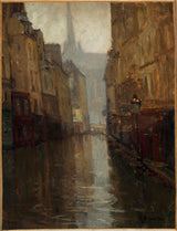 熱爾曼-尤金-博內頓-1910-the-rue-du-haut-pave-to-the-dock-of-montebello-1910-洪水藝術印刷-美術複製品牆藝術