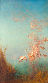 felix-ziem-1890-플라밍고 비행-연못-vaccares-예술-인쇄-미술-복제-벽 예술