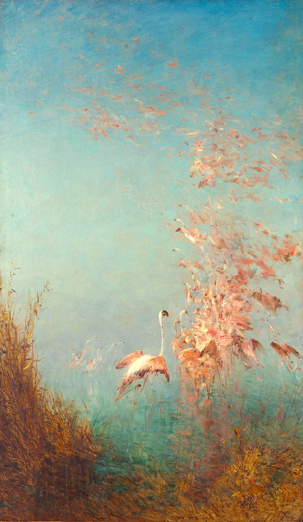 felix-ziem-1890-flight-of-flamingos-pond-vaccares-art-print-fine-art-reproduction-wall-art