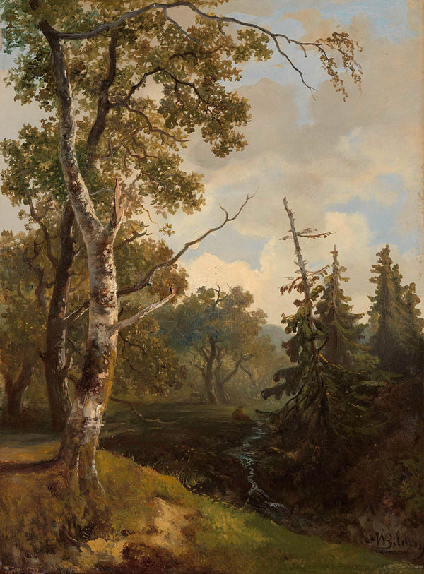 johannes-warnardus-bilders-1860-woodland-scene-in-wolfheze-art-print-fine-art-reproduction-wall-art-id-a2855rill