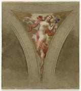 弗朗索瓦·肖默 1888 年巴黎市政廳情歌藝術印刷品精美藝術複製品牆藝術樓梯慶典草圖