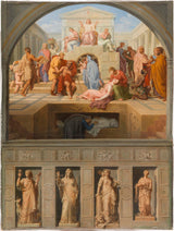 sebastien-norblin-de-la-gourdaine-1843-skitser-til-kirkerne-i-saint-gervais-og-saint-louis-en-lile-prudence-retfærdighed-styrke-afholdenhed-de-syv-barmhjertigheds-kunst-tryk-kunst-vægkunst-reproduktion-