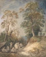 Thomas-Gainsborough-1765-wiejska ulica-z-Cyganami-odpoczynku-sztuka-druk-reprodukcja-dzieł sztuki-sztuka-ścienna-id-a2ezeuf2u