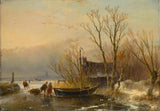 andreas-schelfhout-1849-vinterscene-på-isen-med-ved-samlere-kunsttrykk-fin-kunst-reproduksjon-veggkunst-id-a2lljtcd0