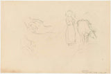 約瑟夫-以色列-1834-女孩和牛的手草圖藝術印刷精美藝術複製品牆藝術 id-a2lls8uy1