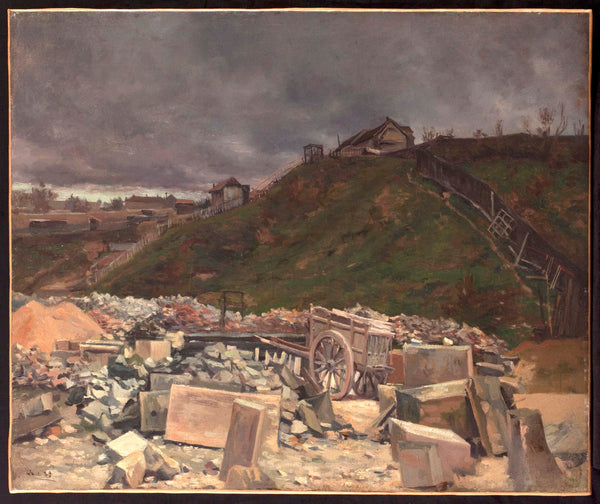 maximilien-luce-1889-deposit-cobblestones-in-montmartre-landscape-in-the-cart-art-print-fine-art-reproduction-wall-art