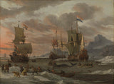 喬治·約翰內斯·霍夫曼-1850-暴風雨海與帆船-藝術印刷-美術複製品-牆藝術-id-a2mt3ievy