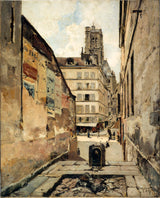 maurice-emmanuel-lansyer-1886-la-rue-grenier-sur-leau-kunst-trykk-kunst-reproduksjon-vegg-kunst