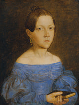 friedrich-wasmann-comprimento-retrato-de-uma-jovem-em-um-vestido-azul-impressão-de-arte-reprodução-de-belas-artes-arte-de-parede-id-a2ov4k416