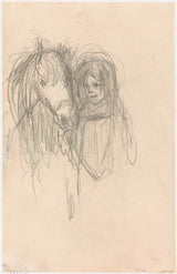 约瑟夫·以色列1834年，女孩与马的艺术印刷精美的艺术复制品墙艺术ida2txxffl6