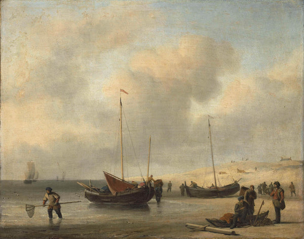 willem-van-de-velde-ii-1650-fishing-boats-on-shore-the-shore-unloading-a-fishing-art-print-fine-art-reproduction-wall-art-id-a2w717137