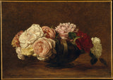 亨利·范汀·劳特（Henri-Fantin Latus）1883年玫瑰在碗艺术印刷中精美的艺术复制品墙艺术ID A2W9XX4PV