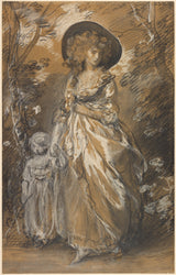 Thomas-Gainsborough-1785-dama-spacerująca-po-ogrodzie-z-dzieckiem-druk-sztuki-reprodukcja-dzieł sztuki-sztuka-ścienna-id-a2wm61ouz