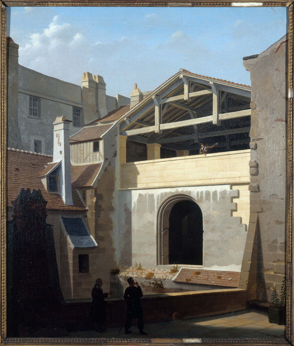 etienne-bouhot-1835-view-of-the-thermes-de-cluny-taking-the-rue-de-la-harpe-art-print-fine-art-reproduction-wall-art