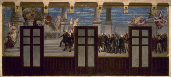 pierre-paul-leon-glaize-1884-sketch-for-the-hall-of-the-20th-arrondissement-town-hall-the-big-men-of-the-revolution-in-the-court-of-posterity-art-print-fine-art-reproduction-wall-art