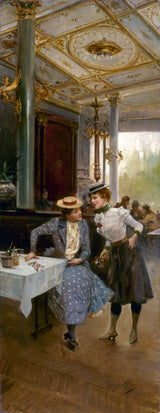 mariano-alonzo-perez-1900-kvinner-i-kaffe-kunst-trykk-fin-kunst-reproduksjon-vegg-kunst