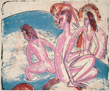 恩斯特·路德维希·基希纳（Nerst-Ludwig-Kirchner）1913年，三位石匠，三位石匠，艺术印刷精美的艺术复制品，艺术墙，id-a31e2bnlc