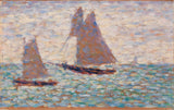 georges-seurat-1885-två-segelbåtar-på-grandcamp-två-segelbåtar-på-grandcamp-art-print-fine-art-reproduction-wall-art-id-a31tug5jn