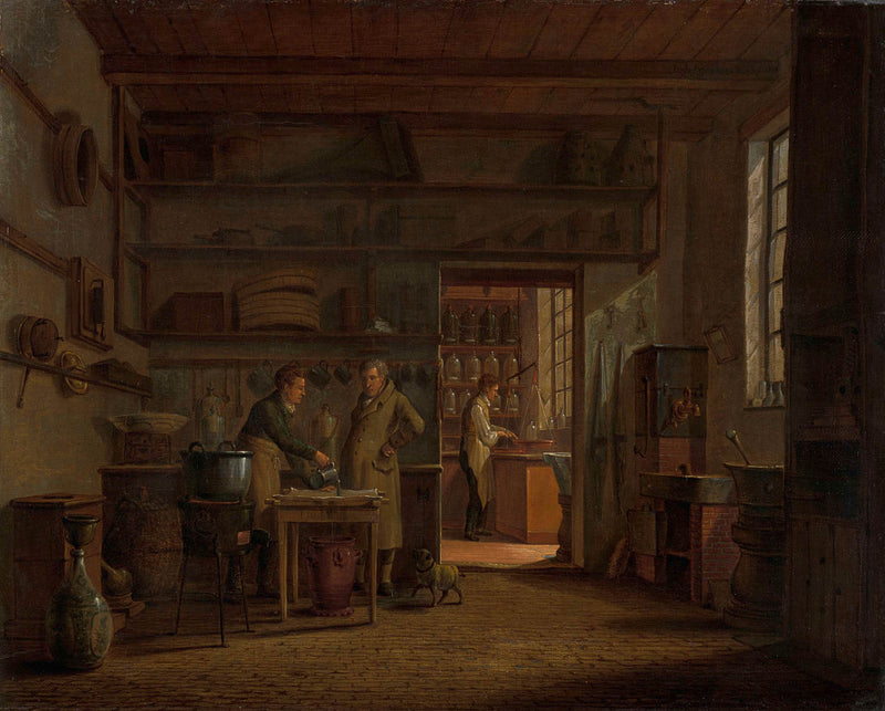 johannes-jelgerhuis-1818-interior-of-the-laboratory-of-the-apothecary-a-dailly-art-print-fine-art-reproduction-wall-art-id-a33h942hg