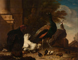melchior-d-hondecoeter-1680-en-høne-med-påfugler-og-en-kalkun-kunsttrykk-fin-kunst-reproduksjon-veggkunst-id-a33j1mstf