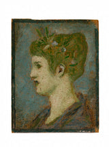 亨利-塞萨尔-伊西多尔-亨利-克罗迪特-克罗-亨利-塞萨尔-伊西多尔-亨利-克罗-1880-女人头冠与叶子左轮廓艺术印刷精美艺术复制墙-艺术