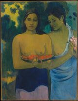 paul-gauguin-1899-twee-Tahitiaanse-vroue-kunsdruk-fynkuns-reproduksie-muurkuns-id-a395a3v2p