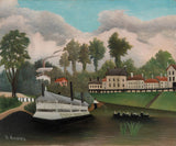 Henri-Rousseau-1895-the-bielizeň-loď-of-Charenton-bridge-le-Bateau-Lavoir-of-Charenton-bridge-art-print-fine-art-reprodukčnej-wall-art-id-a399aq7s1