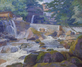 hugo-Schubert-1913-rieka-hať mlyn-klam-bei-Grein-art-print-fine-art-reprodukčnej-wall-art-id-a39g0ncpb