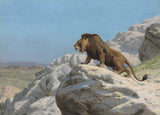 jean-leon-gerome-1885-løve-på-uret-kunsttryk-fin-kunst-reproduktion-vægkunst-id-a3btfpgq0