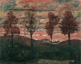埃貢·席勒-1917-四棵樹-藝術印刷-精美藝術-複製品-牆藝術-id-a3c60l1zd