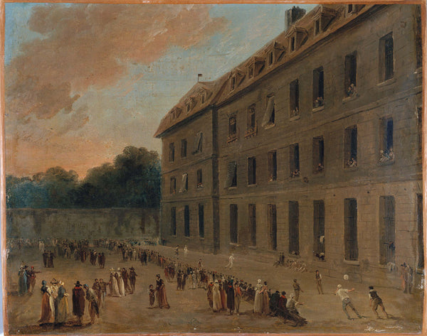 hubert-robert-1794-recreation-prisoners-at-saint-lazare-the-ball-game-art-print-fine-art-reproduction-wall-art