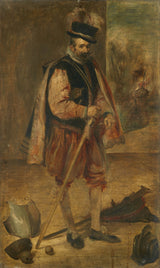 弗朗茨·冯·伦巴赫1868年-小丑-菲利普四世西班牙复制品，在马德里艺术绘画中的velazquezs画后，精美的艺术复制品，墙壁艺术-id-a3dthf44c