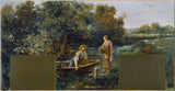 法蘭索瓦·拉豐 1889 年馬恩河畔諾讓鎮水邊田園詩草圖藝術印刷美術複製品牆藝術