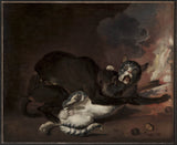 abraham-hondius-1670-małpa-i-kot-reprodukcja-sztuczna-reprodukcja-ścienna-art-id-a3hsip151